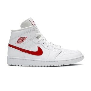 Air Jordan 1 Mid White University Red